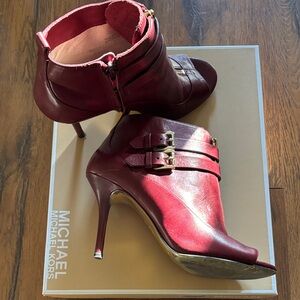 Michael Kors Burgundy Heeled Ankle Boots